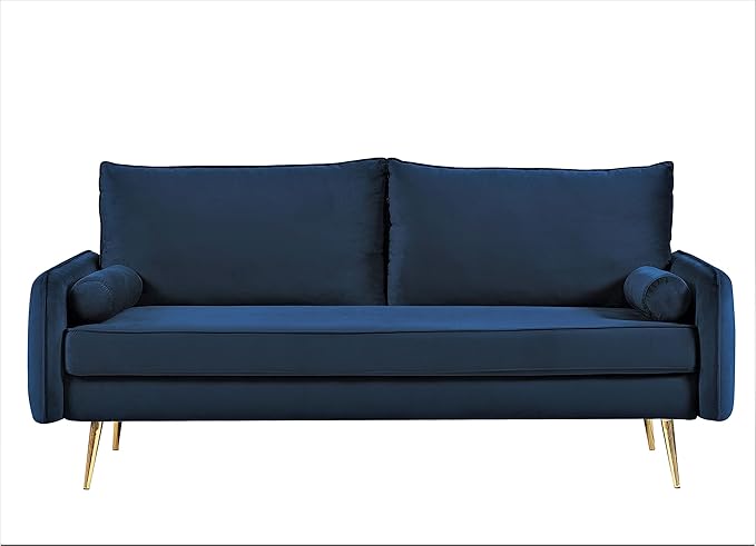 Kent Modern Sofa, European Style Velvet Living Room Furniture with Tapered Legs, Vintage Flair, and Sleek Design, Dark Blue - LeafyLoom