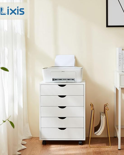 OLIXIS Chest Wood File Cabinet Rolling Organization Storage Dresser with Wheels for Home Office - LeafyLoom