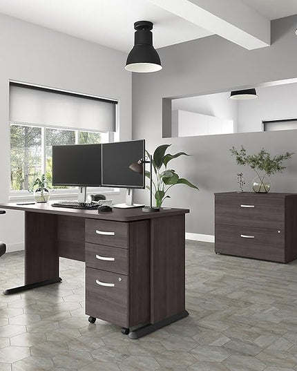 Bush Business Furniture Studio A Computer Desk, Commercial-Grade Gaming and Work Table for Home or Professional Office, 60W, Storm Gray - LeafyLoom
