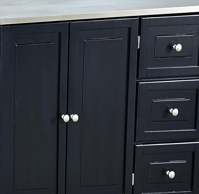Homestyles Kitchen Cart with Stainless Steel Metal Top, Rolling Mobile Kitchen Island with Storage and Towel Rack, 54 Inch Width, Black - LeafyLoom