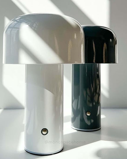 Monospace Mushroom Lamp | Minimalist Lamp (White) | Modern Metal Table Lamp | LED Bedside Lamp | 3 Color Settings - LeafyLoom