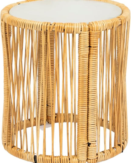 3-Piece Outdoor PE Rattan Furniture Set, Patio Wicker Conversation Loveseat Sofa Sectional Couch with Thick Cushion for Backyard, Deck, Poolside, Zn-Light Yellow - LeafyLoom
