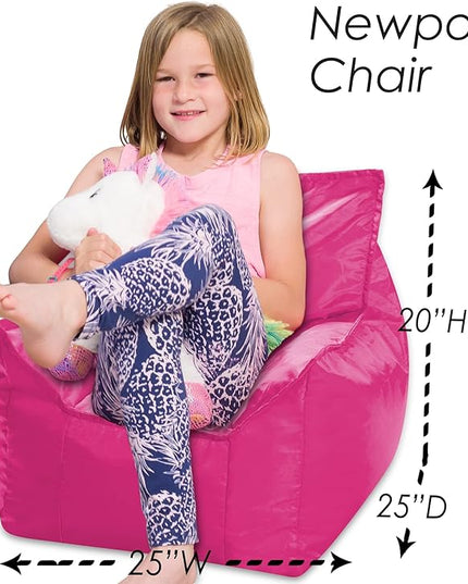 Posh Creations Bean Bag Chair Structured Comfy Seat Use for Gaming, Reading and Watching TV, Newport, Pink - LeafyLoom