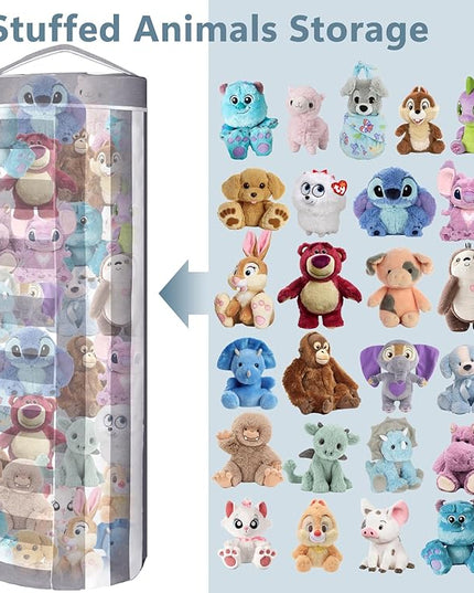 Stuffed Animal Storage Bean Bag Cover for Kids, Bean Bag Stuffed Animal Storage for Boys and Girls - Organize, Sit, Play, Box Help Promote Comfort - X-Large, Cylinder, Premium Cotton Canvas - LeafyLoom
