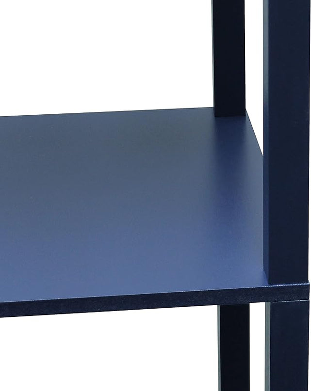 Simple Designs LF1037-NAV Floor Lamp Etagere Organizer Storage Shelf with 2 USB Charging Ports, 1 Charging Outlet and Linen Shade, Navy Blue - LeafyLoom