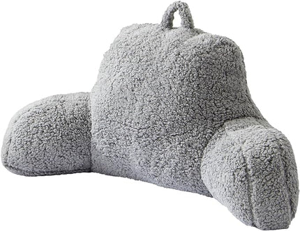 Aimuan Reading Pillow Bed Rest Wedge Large Adult Backrest Pillow with Arms Back Support for Sitting Up in Bed Cushion Incline Rest Sleeping Snoring Pillow,Sherpa Grey Standard - LeafyLoom