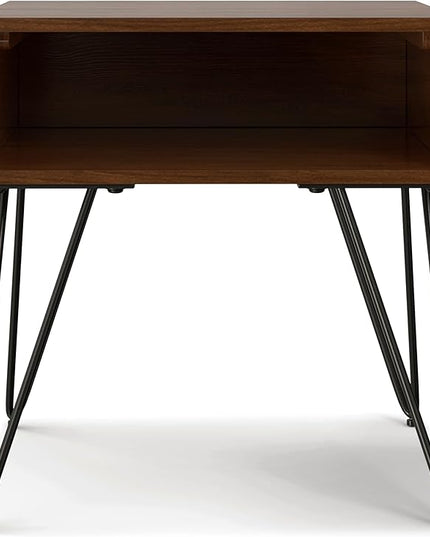 SIMPLIHOME Hunter End Table, 22 inch, Walnut Veneer - LeafyLoom