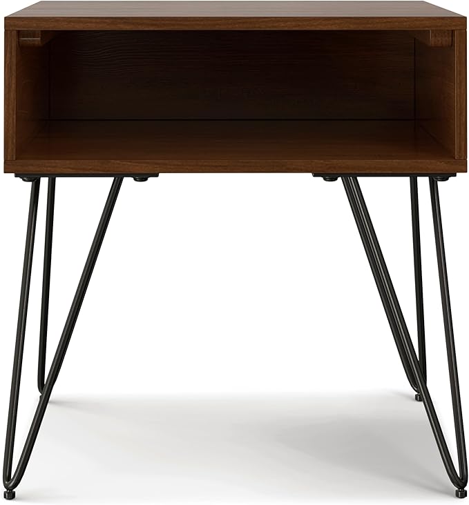 SIMPLIHOME Hunter End Table, 22 inch, Walnut Veneer - LeafyLoom