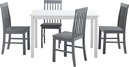 Walker Edison 4 Person Modern Farmhouse Wood Small Dining Table Dining Room Kitchen Table Set 4 Chairs Set, 48 Inch, White and Grey - LeafyLoom