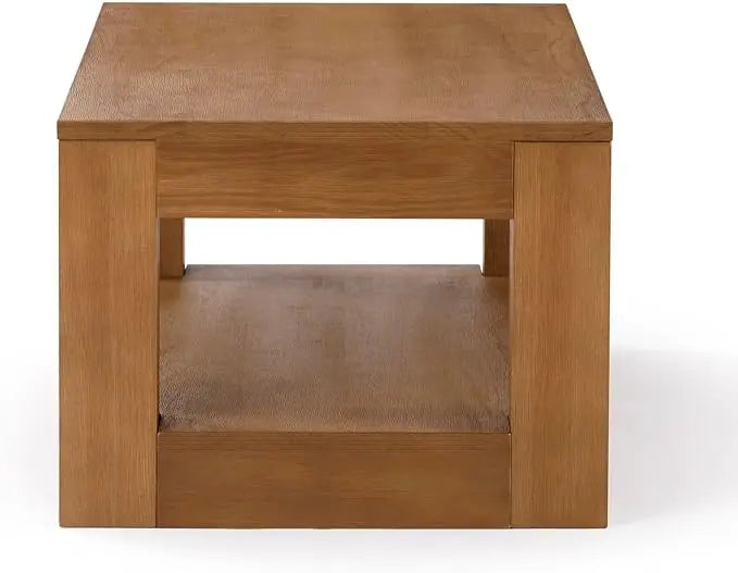 Plank+Beam Modern Rectangular Coffee Table with Shelf, Solid Wood, 40 Inch, Center Table with Storage, 2 Tier Tea Table for Living Room, Pecan Wirebrush - LeafyLoom