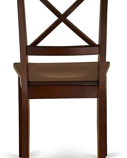 East West Furniture Antique 5 Piece Dinette Set for 4 Includes a Round Kitchen Table with Pedestal and 4 Dining Room Chairs, 36x36 Inch, ANBO5-MAH-W - LeafyLoom