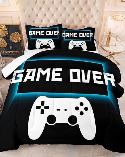Game Console Comforter Set Twin Size for Boys Girls Kids 3D Gaming Lightweight Microfiber Quilts Gamer Video Bedding Sets Game Room Decor (Color 4,King) - LeafyLoom