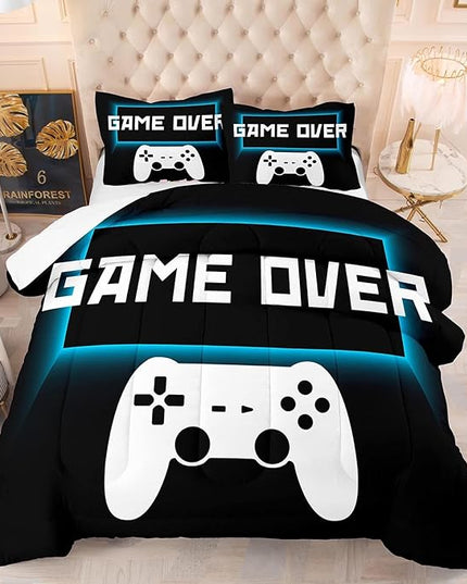 Game Console Comforter Set Twin Size for Boys Girls Kids 3D Gaming Lightweight Microfiber Quilts Gamer Video Bedding Sets Game Room Decor (Color 4,Queen) - LeafyLoom