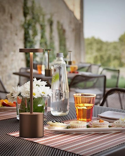 2Pack Cordless Table Lamp, Rechargeable LED Battery 5000mAh Metal USB Portable Powered Desk Lamp, 3 Levels Brightness Light for Restaurants Outdoor (2 pack 10.25in Coffee) - LeafyLoom