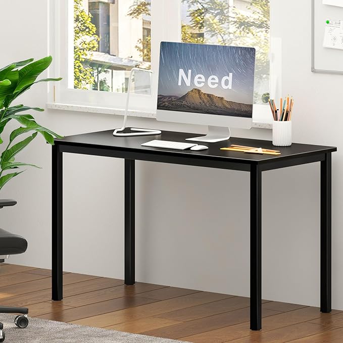 Need Small Computer Desk Writing Desk 39 3/8'' L Study Desk for Small Space Gaming Desk Sturdy and Heavy Duty Home Office Desk for Dormitory/Meeting Room AC3CB(100 * 60) Beside Table,Black/Black - LeafyLoom