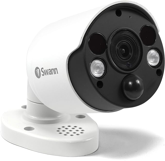 Swann Home Security Camera, POE Cat5e NVR 4K HD Video, Indoor or Outdoor Wired Surveillance CCTV, Color Night Vision, Heat Motion Detection, LED Lights, Metal Housing, Face Recognition, 2-Way Talk SwannUSA