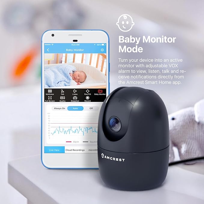 Amcrest 1080P WiFi Camera Indoor, Nanny Cam, Dog Camera, Sound & Baby Monitor, Human & Pet Detection, Motion-Tracking, 2.4Ghz Only, Pan/Tilt Wireless IP Camera, Night Vision, Smart Home ASH21-B Amcrest