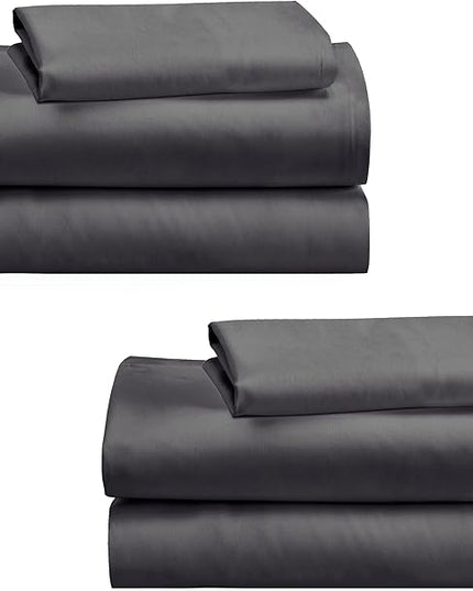 California Design Den 100% Cotton 2-Pack Twin XL Sheet Sets, Soft & Durable Extra Long Twin Bed Sheets with Deep Pockets, Twin XL Sheets with Sateen Weave, Cooling Sheets (Grey) - LeafyLoom
