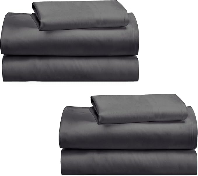 California Design Den 100% Cotton 2-Pack Twin XL Sheet Sets, Soft & Durable Extra Long Twin Bed Sheets with Deep Pockets, Twin XL Sheets with Sateen Weave, Cooling Sheets (Grey) - LeafyLoom