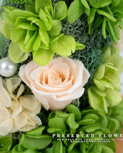 Preserved Fresh Flower Lamp, Room Sleep Lamp with Warm Light, True Immortal Flower Lamp, Decoration for Cabinet, DIY Handmade Flower Unique for Your Partner, Green - LeafyLoom