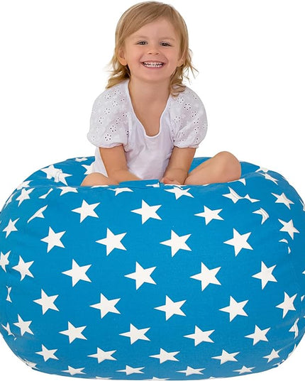 Aubliss Stuffed Animal Bean Bag Storage Chair (Blue Star, Medium (32'')) - LeafyLoom