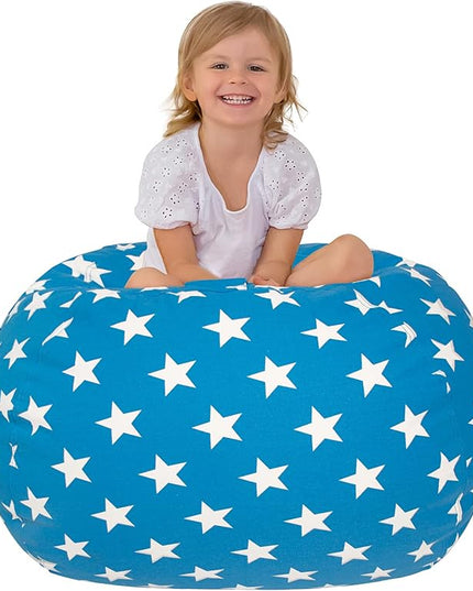 Aubliss Stuffed Animal Bean Bag Storage Chair (Blue Star, Large (38'')) - LeafyLoom