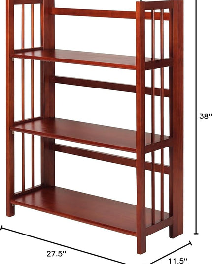 Casual Home 3-Shelf 27.5" Wide Folding Stackable Bookcase, Mahogany (New) - LeafyLoom