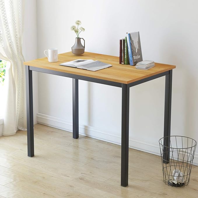 SogesGame Small Computer Desk, 39.4 inches Small Office Desk Computer Table Study Writing Desk Workstation for Home Office,Teak Black - LeafyLoom