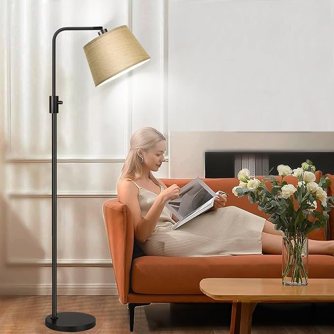 Nintiue Dimmable Floor Lamp, 1000 LM LED Edison Bulb Included, Arc Floor Lamps for Living Room Modern Standing Lamp Tall Lamps for Living Room Bedroom-Champagne - LeafyLoom