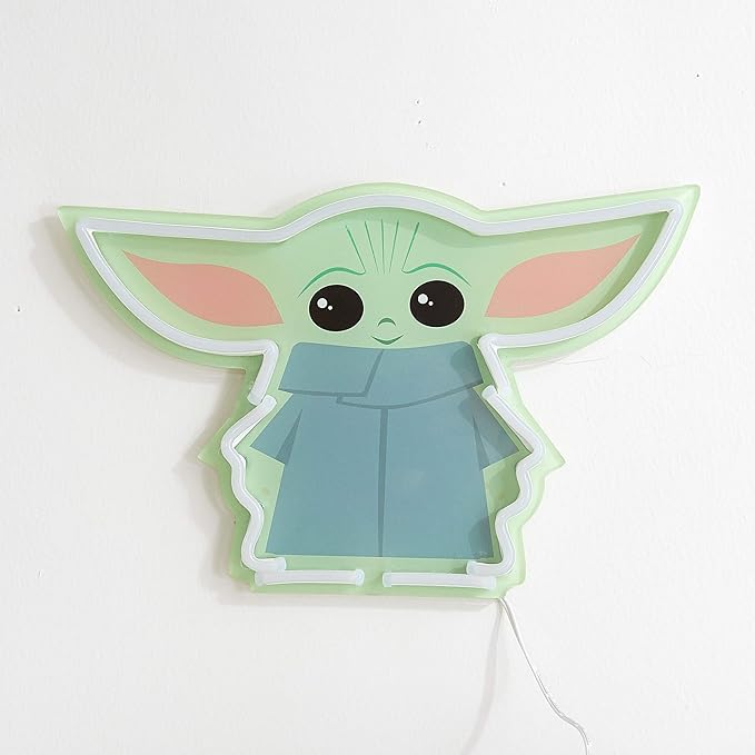 Idea Nuova Star Wars: The Mandalorian featuring The Child LED Neon Figural Mounted Wall Art, 11.8" L x 7.56" H x .55" D - LeafyLoom