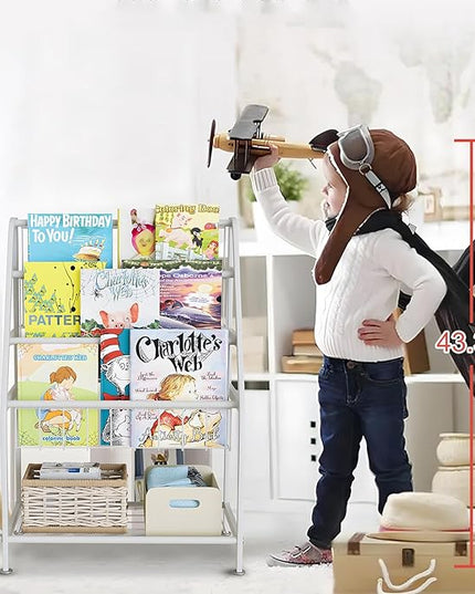 aboxoo Kids Bookshelf Toddler Freestanding for Children Room 18 inches Small Toddler Bookcase Toy Organizer White Stable Bookcase Bookstore Library Book Unit Storage for Small Place - LeafyLoom