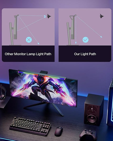 Sound Pickup Monitor Light Bar: Monitor Desk lamp RGB Dynamic Effect,Voice-Activated Music Rhythm Table Lamp,Creative Colorful LED Ambient Computer Light,Reduce Bluelight for Home Office/Gamer… - LeafyLoom