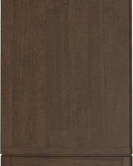 SIMPLIHOME Harper Solid Hardwood and Rubberwood 38 inch x 17 inch Rectangle Mid Century Modern 2 Door Sideboard Buffet/Storage Cabinet in Walnut Brown for The Dining Room and Kitchen - LeafyLoom