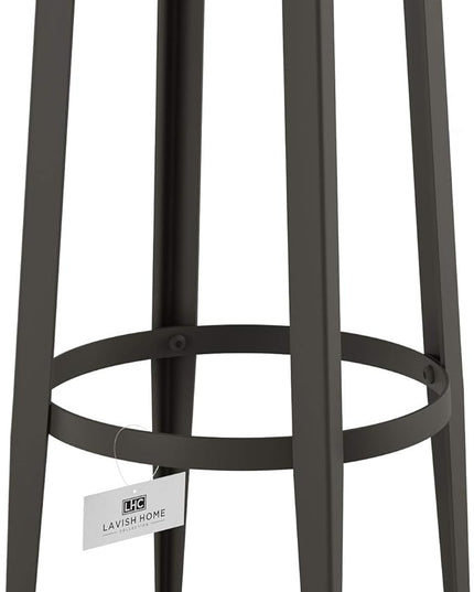 Home Lavish Bar Height Stools-Backless Kitchen or Dining Room Metal Base, Wood Seat- Modern Farmhouse Accent Furniture (Set of 2) - LeafyLoom