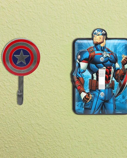 Marvel Captain America Embossed Metal Light Switch Plate - Captain America Switch Plate Decoration for Bedroom or Man Cave - LeafyLoom