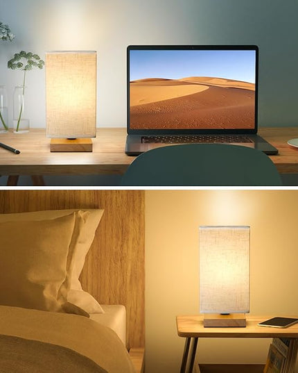 Table Lamp for Bedroom - Small Beside Touch Lamps for Night Stands Home Office - Minimalist Design Warm Light Mini Boho Lamp - Fits in Kids,Living,Nursey Room,College Dorm - Awesome Gift Choice - LeafyLoom