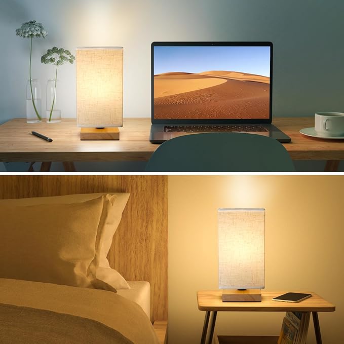 Table Lamp for Bedroom - Small Beside Touch Lamps for Night Stands Home Office - Minimalist Design Warm Light Mini Boho Lamp - Fits in Kids,Living,Nursey Room,College Dorm - Awesome Gift Choice - LeafyLoom