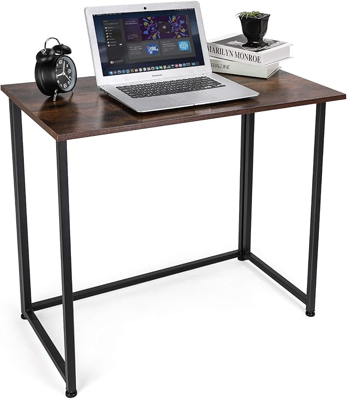 Leopard Outdoor Products Folding Computer Desk for Small Spaces, Space-Saving Home Office Desk, Foldable Computer Table, Laptop Table, Writing Desk, Compact Study Reading Table (Rustic Brown) - LeafyLoom