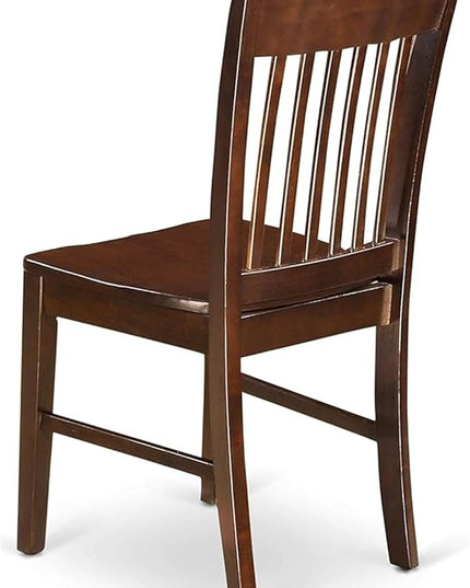 East West Furniture Norfolk Dining Room Slat Back Solid Wood Seat Chairs, Set of 2, Mahogany - LeafyLoom