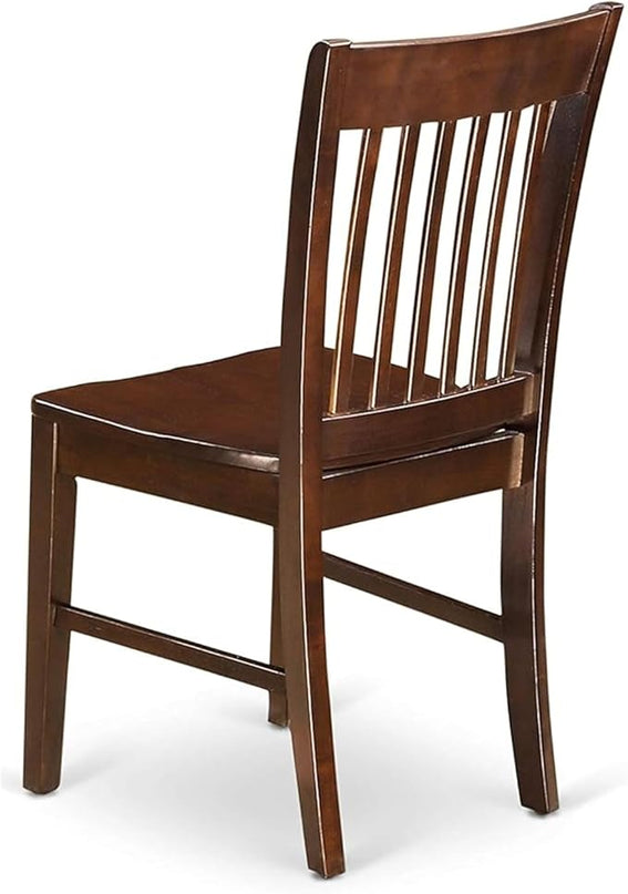 East West Furniture Norfolk Dining Room Slat Back Solid Wood Seat Chairs, Set of 2, Mahogany - LeafyLoom