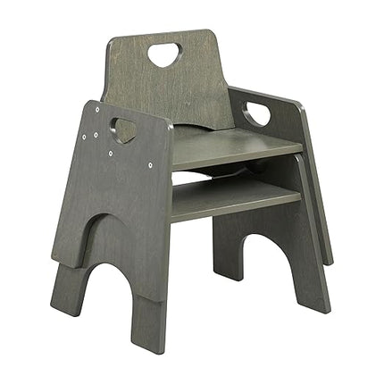 ECR4Kids Stackable Wooden Toddler Chair, 10in, Kids Furniture, Grey Wash, 2-Pack - LeafyLoom