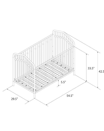 Novogratz Bushwick Metal Crib with Adjustable Mattress Height, Off White - LeafyLoom