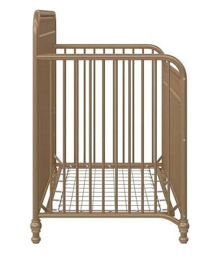 Little Seeds Ivy 3-in-1 Convertible Metal Crib, JMPA Certified, Gold - LeafyLoom