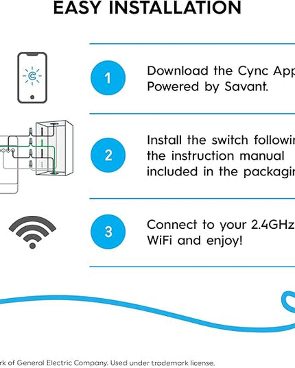GE CYNC Smart Ceiling Fan Control, Neutral Wire Required, Bluetooth and 2.5 GHz Wi-Fi 4-Wire Smart Switch, Works with Amazon Alexa and Google Home, White CYNCSmartHome