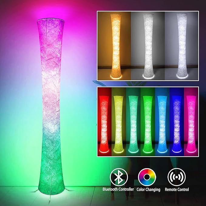 Floor Lamp, RGB Color Changing Led Smart Lamp, Music Sync, APP Remote Control, 62'' Standing Lamp for Living Room Bedroom Game Room - LeafyLoom