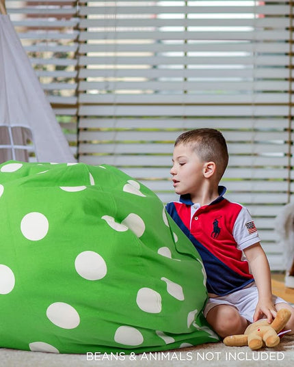 Aubliss Stuffed Animal Bean Bag Storage Chair (Green Dot, Large (38'')) - LeafyLoom