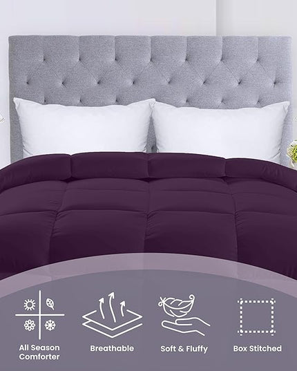 Utopia Bedding All Season 250 GSM Comforter - Soft Down Alternative Comforter - Plush Siliconized Fiberfill Duvet Insert - Box Stitched (Twin/Twin XL, Plum) - LeafyLoom