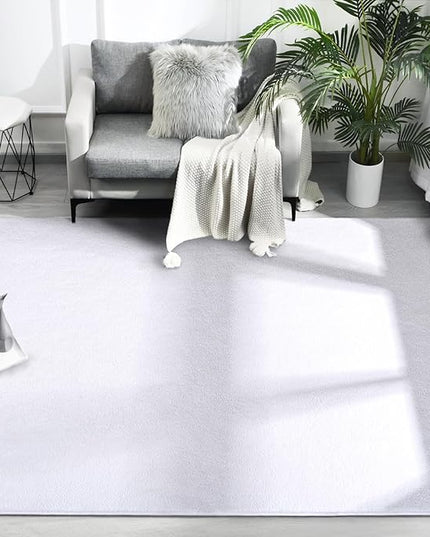 Area Rugs for Bedroom Living Room, 6x9 White Super Soft Comfy Thickened Memory-Foam Indoor Carpets, Modern Aesthetic Minimalist Carpet for Boys Girls Adults Apartment Nursery Home Décor - LeafyLoom