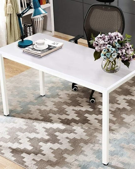 sogesfurniture 55.1 inches Office Desk Computer Desk Gaming Desk Computer Table Sturdy Writing Workstation for Home Office, White - LeafyLoom