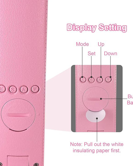 Desk Lamp with Wireless Charger, USB Charging Port, Dimmable Office Desk Light with Clock, Alarm, Date, Temperature, Foldable Lamp for Table Bedroom Bedside Office (Pink) - LeafyLoom